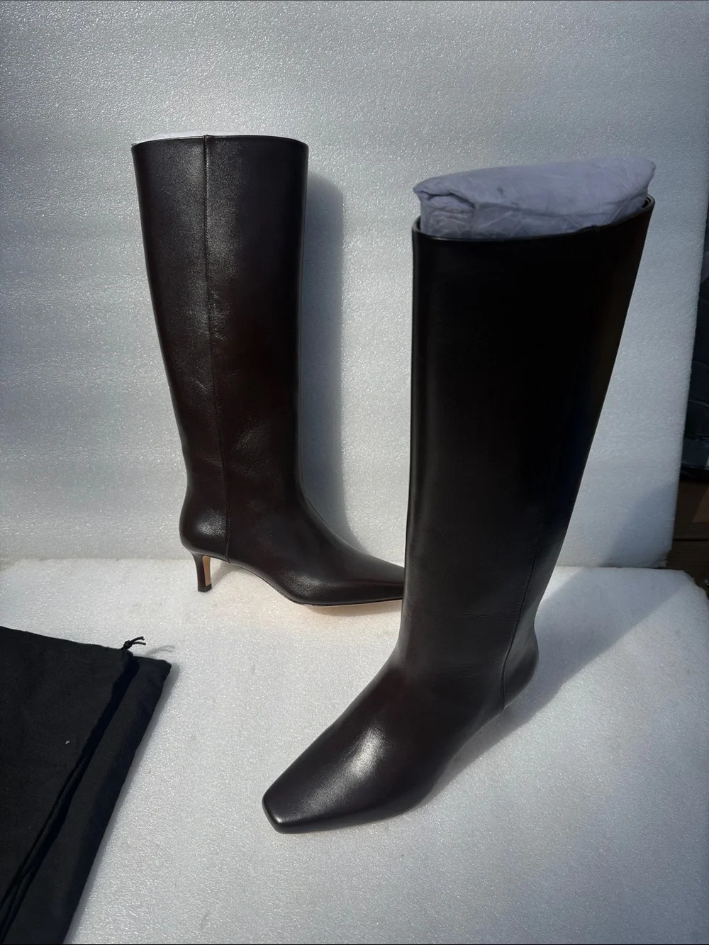 PAIGE Women's Ansley Tall Leather Boot, Chocolate size 7 New